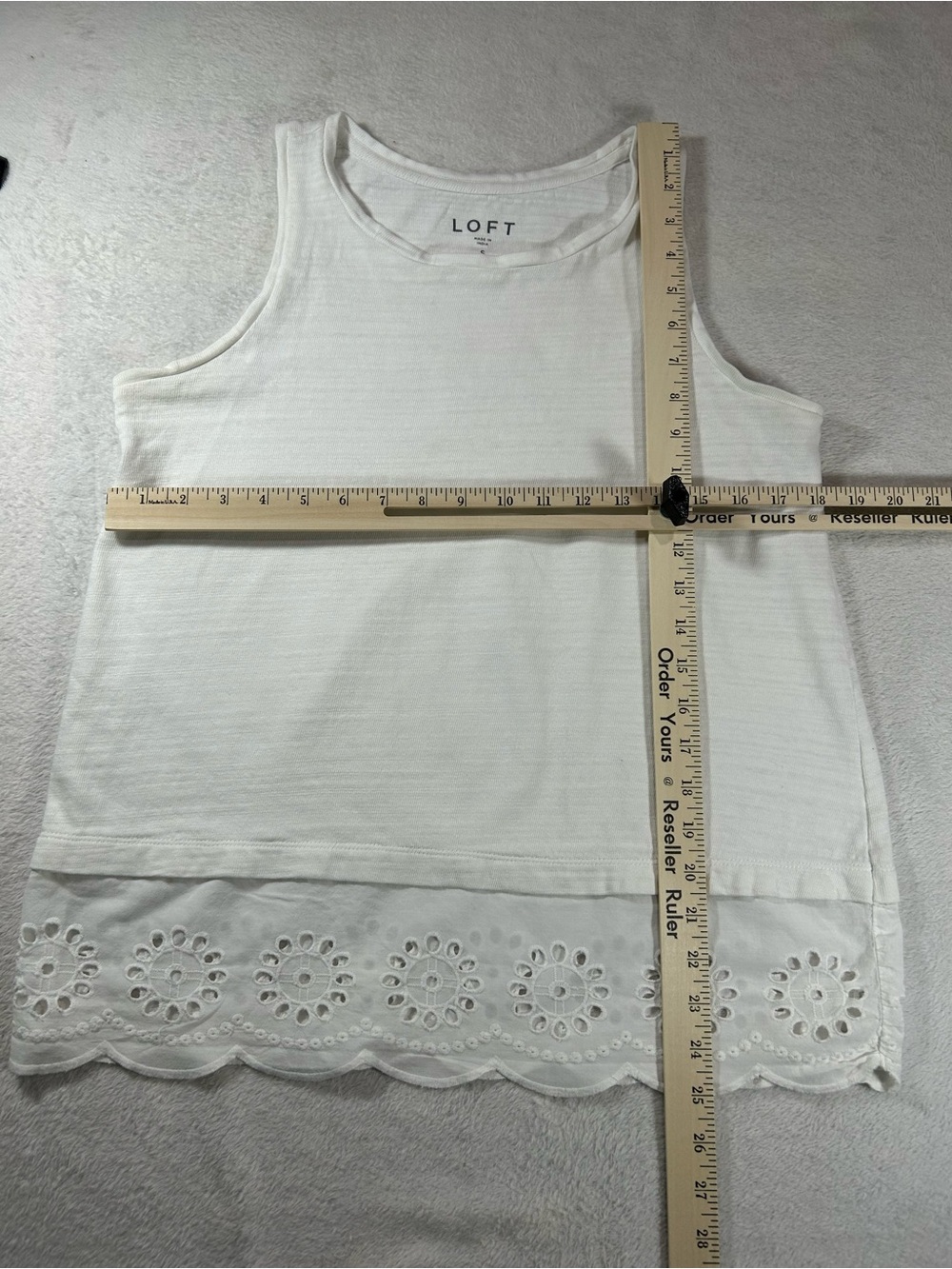 Ann Taylor Loft Women's Sz S White Eyelet Tank Top Summer Vacation 100% Cotton - Picture 4 of 5